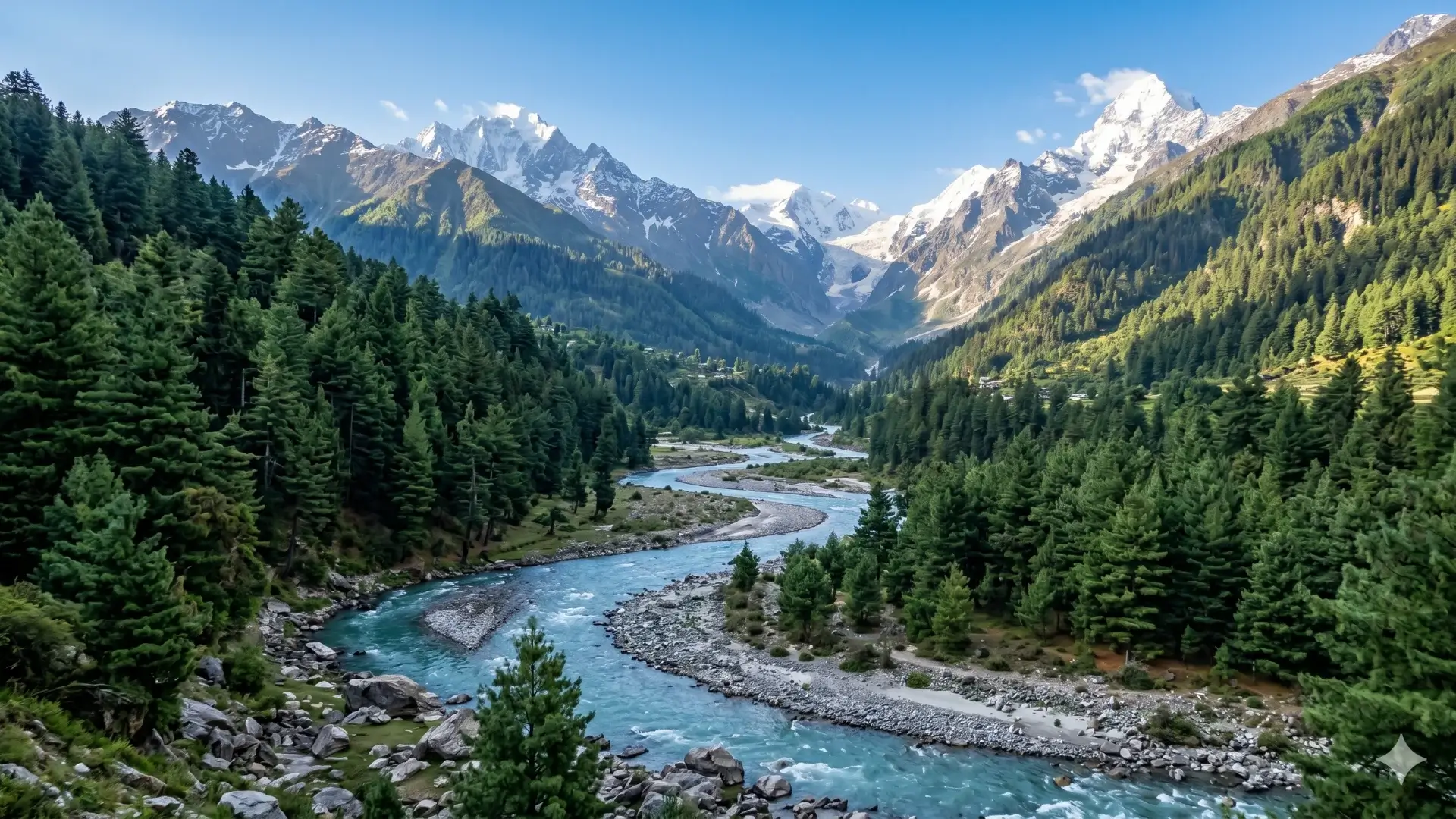 Gangotri Temple with Himalayan peaks