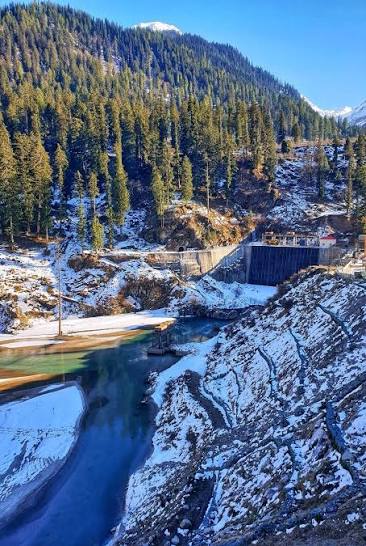 Manali valley with snow-capped peaks